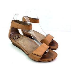 Abeo Bio System Inez Womens Size 7 Brown Leather Casual Wedge Sandals
